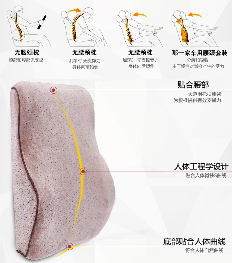 椅子腰靠枕 记忆棉枕芯包围靠垫办公室 慢回弹人体工学汽车靠背 
