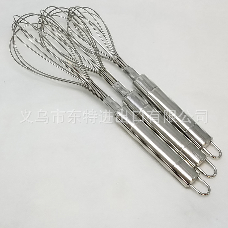Factory direct sales of stainless steel double-head bright egg beater, steel-handled household baking supplies, manual egg beater detail image 8