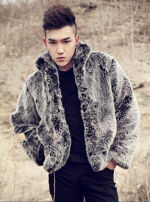 2020秋冬新款歐美風立領仿皮草外套仿兔毛外套仿水貂毛男裝中長款