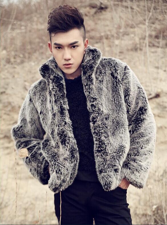 2020秋冬新款歐美風立領仿皮草外套仿兔毛外套仿水貂毛男裝中長款