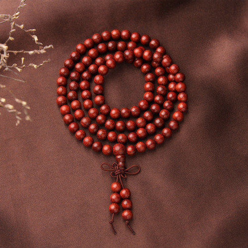 Wholesale high density old material small leaf red sandalwood bracelets 108 pieces high oil smooth grain Zambian blood sandalwood beads GSC02