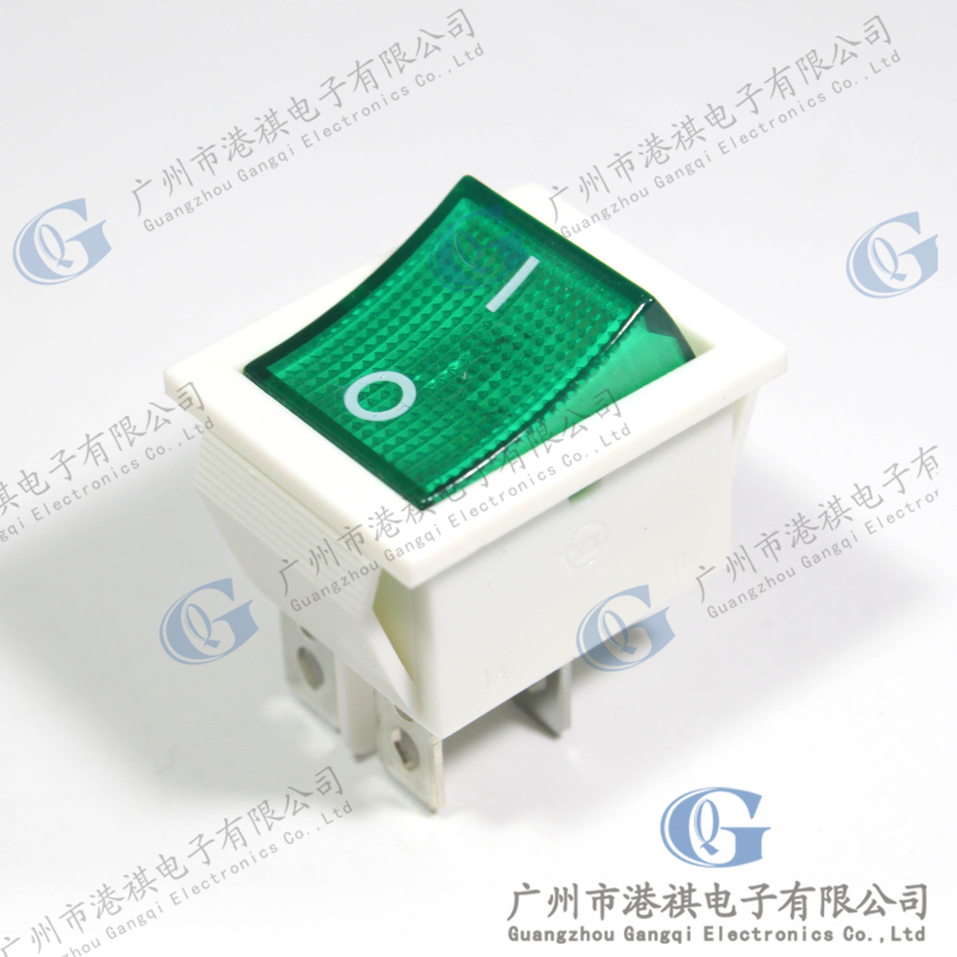 KCD4船型开关30A大电流4脚2档翘板开关绿色带灯电源开关启动开关