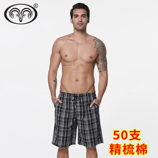 Lin Hengxiang Hot Selling Men's Plaid Beach Pants Cotton Loose Casual Large Pants Men's Sports Shorts Wholesale