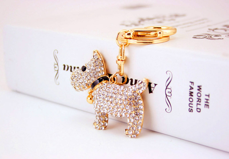 Creative Cute Diamond Bell Puppy  Zodiac Dog Key Chain display picture 14
