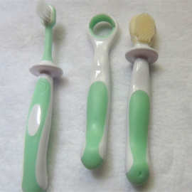 宝宝洗护牙刷 宝宝乳齿训练牙刷+婴儿刮舌苔器+双面咬咬牙刷套装
