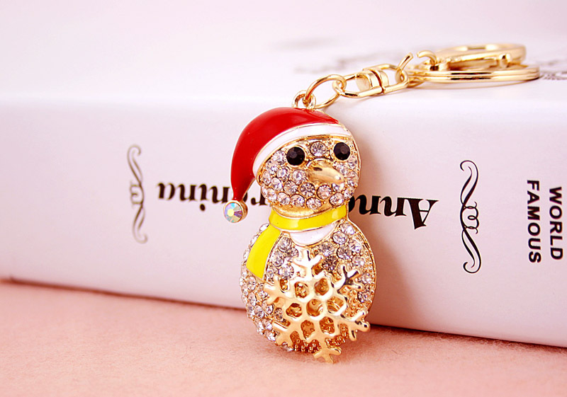 46g Weight Birthday Occasion Alloy, Metal Material Snowman Pattern Unisex Gender Christmas Hot-selling Craft Small Gifts Diamond Snowman Car Metal  Key Chain 1