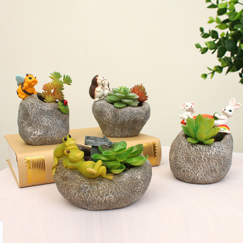 Chậu Cây Resin Chậu cây resin phong cách đồng quê, chậu mọng nước mini, trang trí nhà và tiểu cảnh (RG-277)