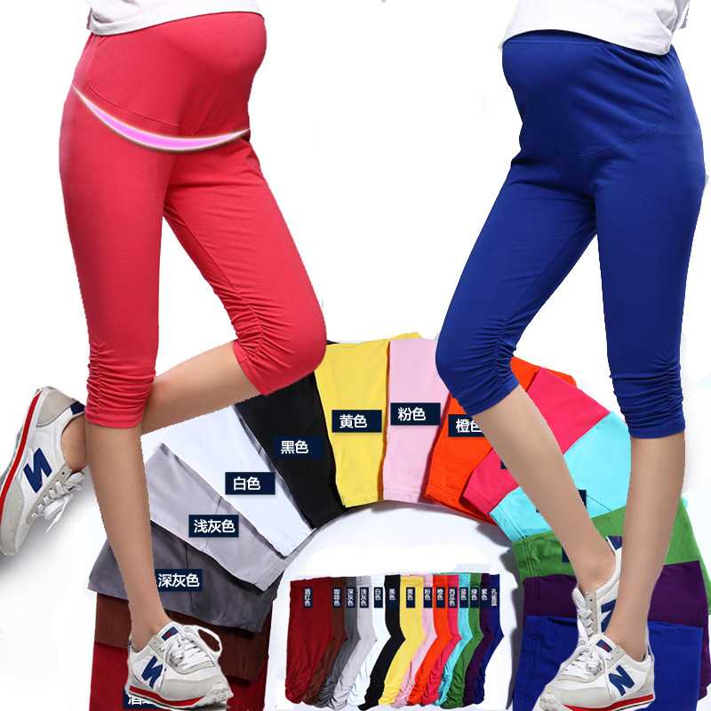Korean Edition Pregnant women summer Modal Cotton Seventh candy pregnant woman Leggings Care of pregnant women belly pants thin