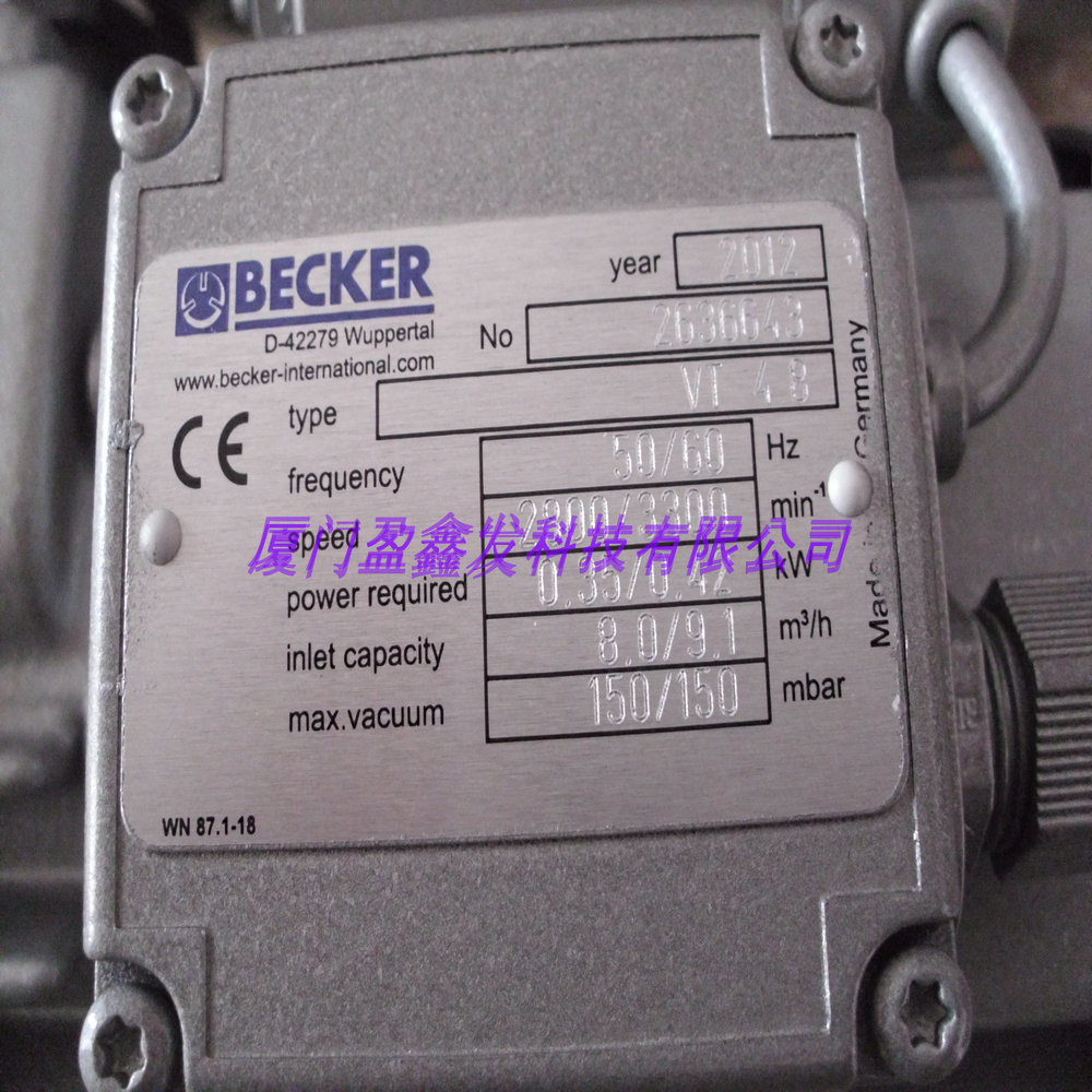 德国贝克全新真空泵DTV3.80真空泵BECKER 厦门盈鑫发