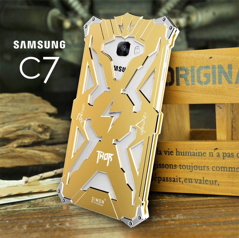 SIMON THOR Aviation Aluminum Alloy Shockproof Armor Metal Case Cover for Samsung Galaxy C7 C7000