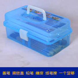 高品透明PVC塑料工具箱多功能收纳箱美术美甲三层大号工具盒批发