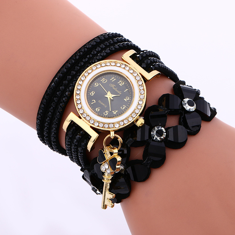 Hot Selling Ladies Winding Watch Alloy Diamond Four-flower Bracelet Watch