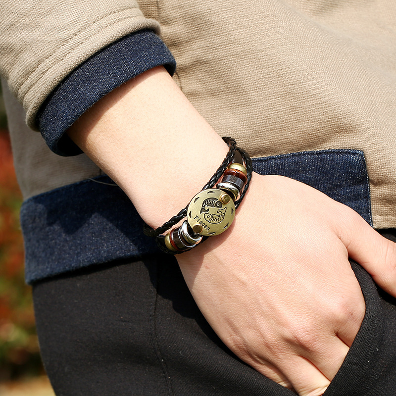 Fashion Constellation Pu Leather Handmade Bracelets