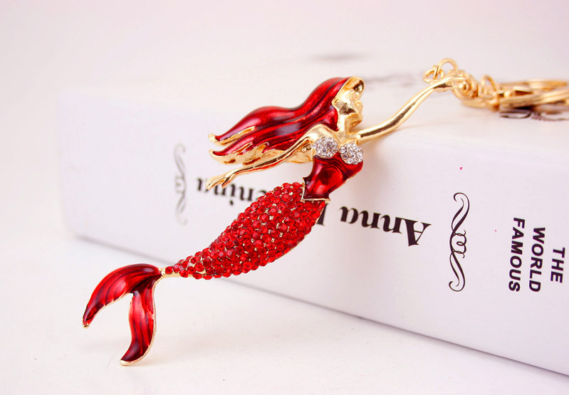 Korean Creative Cute Diamond Mermaid Rhinestone  Keychain display picture 15