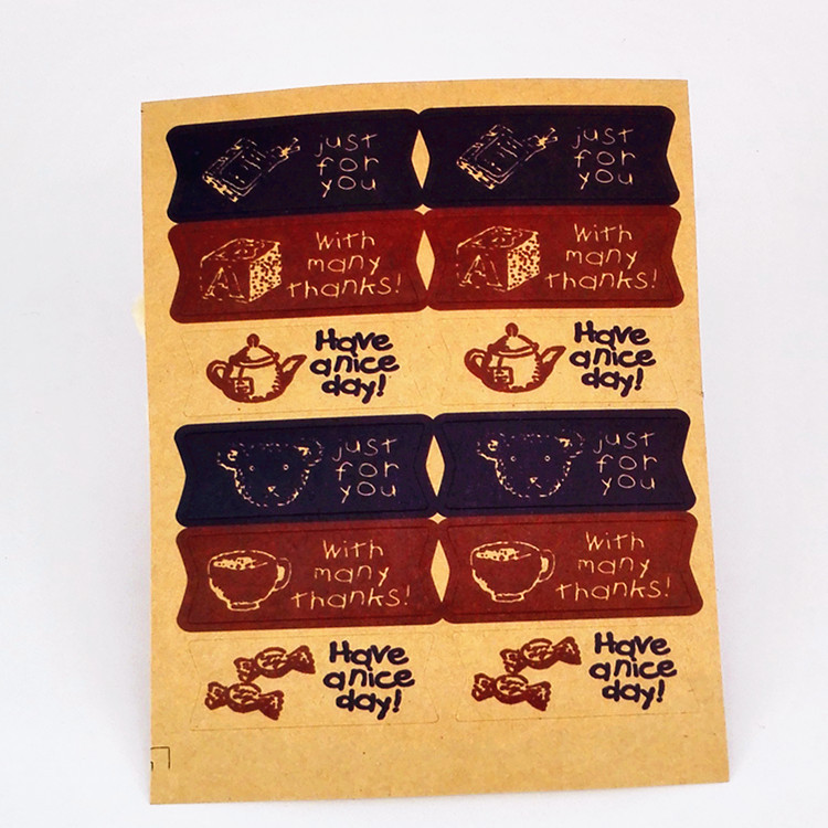 现货批发牛皮纸英文小熊头封口贴纸饼干袋封口贴烘焙封口不干胶纸