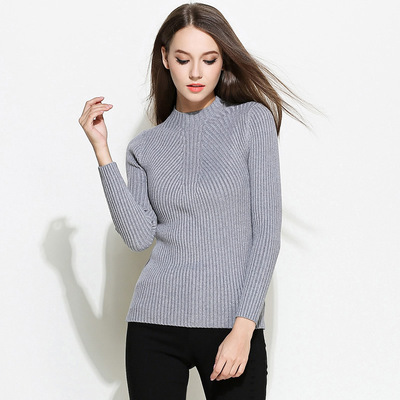 爆款！2019大碼女裝胖MM加厚半高領打底衫女針織衫套頭修身毛衣