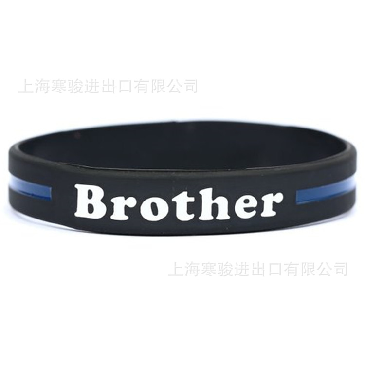 Thin Blue Line  硅胶手环 蓝色线条 哥们 手腕带