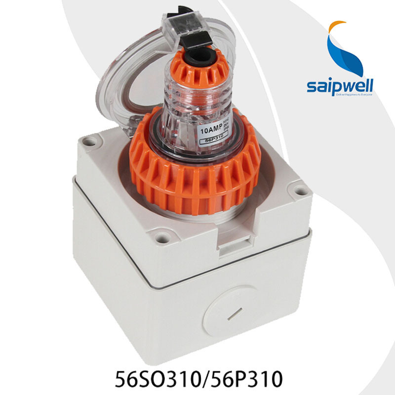 批发56P310工业防水插头 户外防水电源插头 10A三孔防水公插头