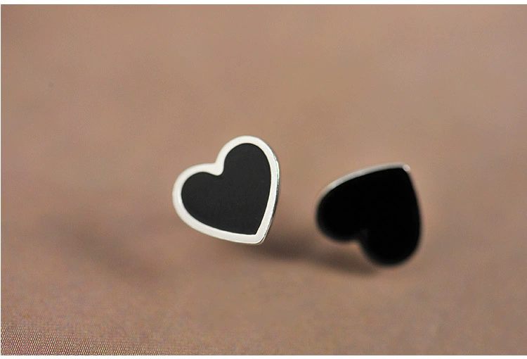 Earrings heart shaped, accessory, Korean style, 925 sample silver