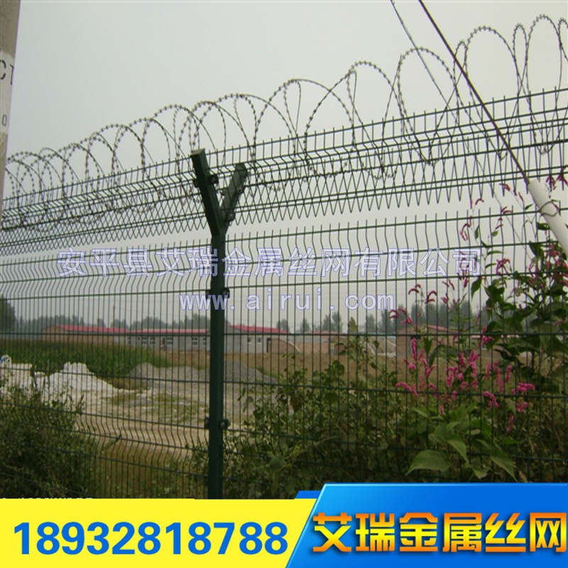 机场护栏网 机场安全防护网 不锈钢刀片刺绳护栏网