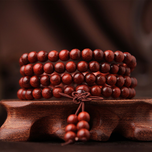 Wholesale high density old material small leaf red sandalwood bracelets 108 pieces high oil smooth grain Zambian blood sandalwood beads GSC02