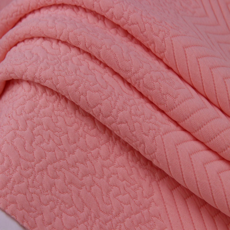 160cm新款几何波浪条纹双花提花夹棉空气层时装针织面料弹力