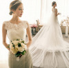 Bride word shoulder retro fashion small trailing wedding dress