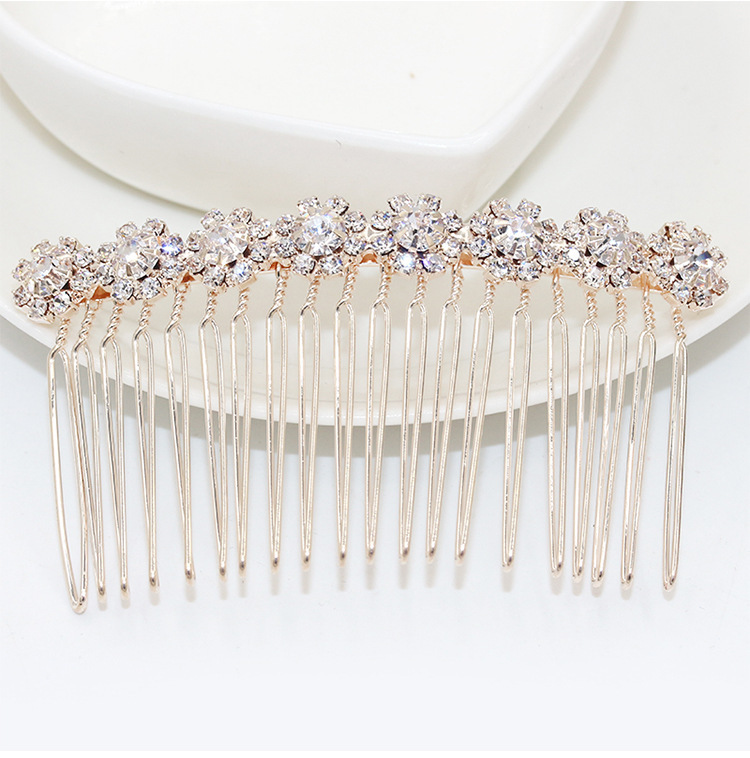 Women's Fashion Waves Flower Alloy Rhinestone Insert Comb display picture 1