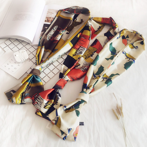 Small silk scarf for women, long spring and autumn double-sided decorative versatile winter small scarf professional scarf long scarf accessories