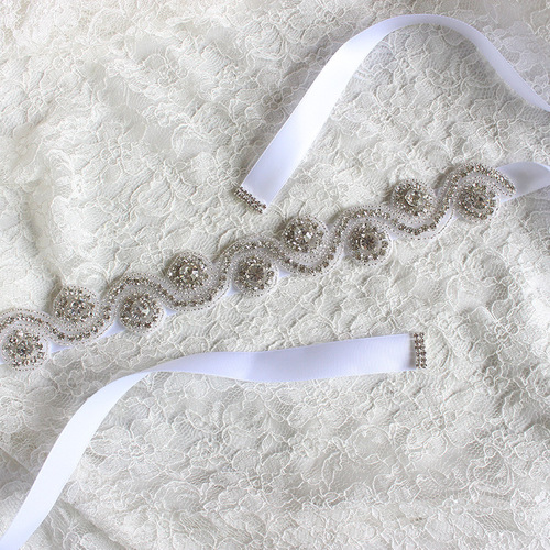 XW23 cross-border hot-selling European and American bride wedding dress rhinestone belt pregnant women photo dress girdle newborn party