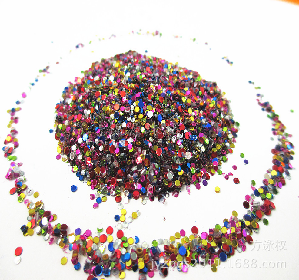 销售1MM金色珠片点 混色圆形亮片片点 饰品美甲装饰材料包小圆点