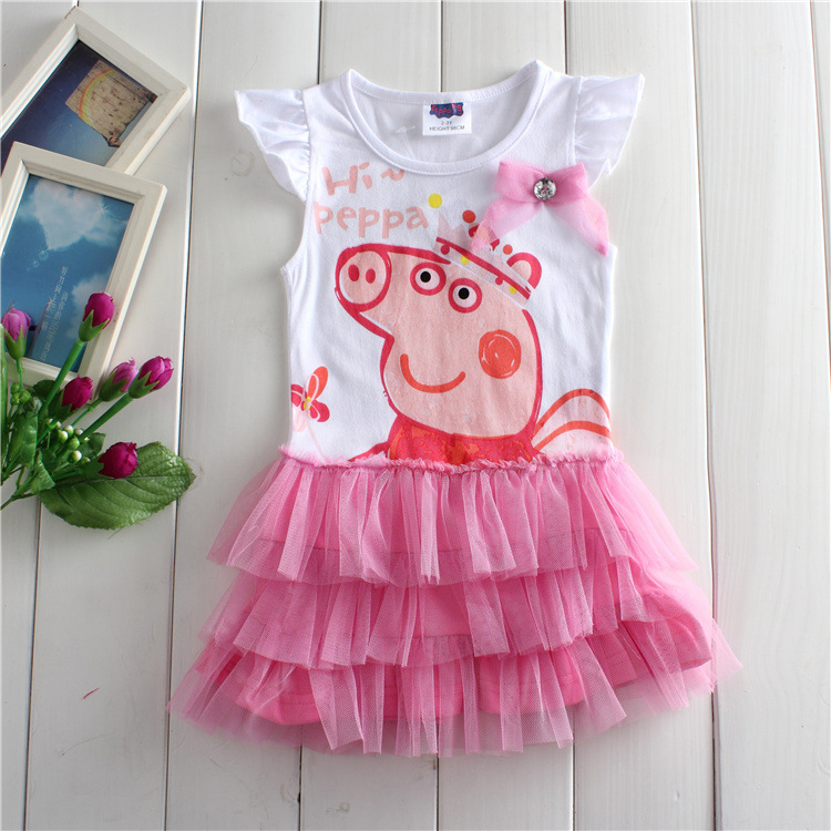 Kids Girls Peppa Pig Long Short Sleeve Cotton Dress Size 2 to 6Y Skirts Clothes eBay