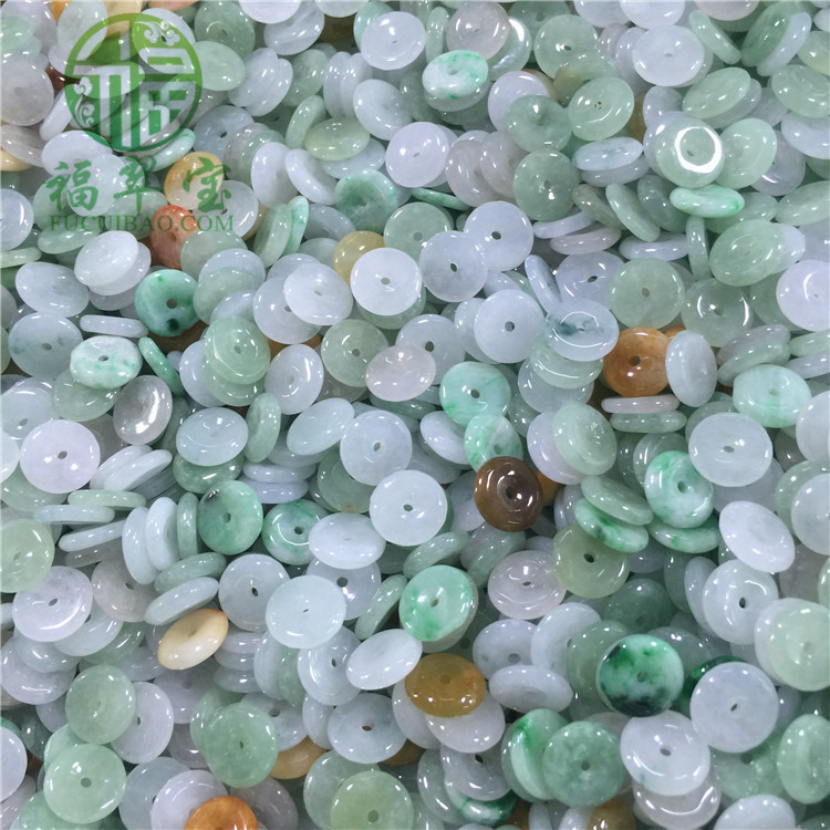 批发天然翡翠平安扣a货项链散珠子手链翡翠玉石玉器工艺品玉饰