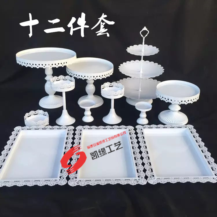 Decoración de mesa de postre de la boda Europea soporte de la torta accesorios de la boda Placa de pastel de hierro pastelería soporte 12 unidades traje