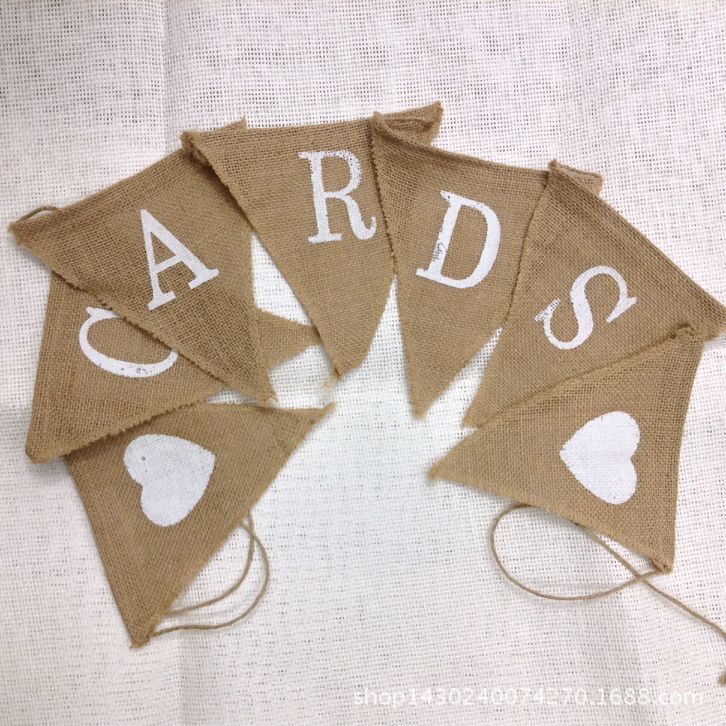 印花麻布三角旗桌布 婚礼工艺花边装饰织带卷新款彩色蕾丝麻布卷