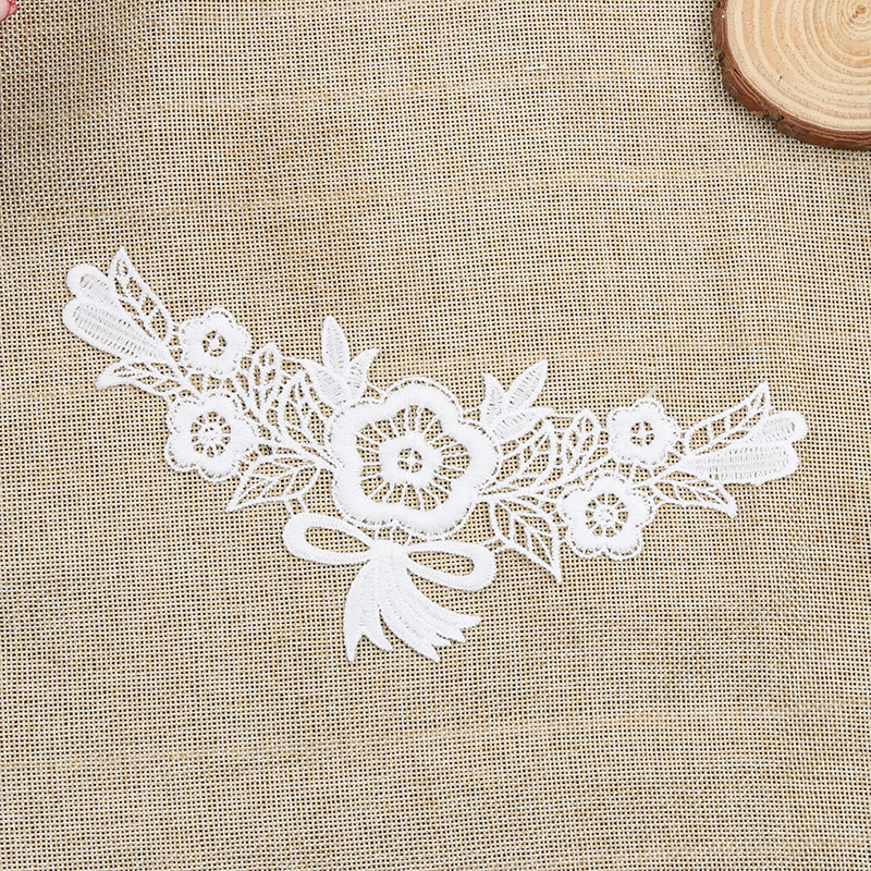 水溶刺绣裙摆花边批发蕾丝玫瑰DIY材料服装辅料厂家定 制批发