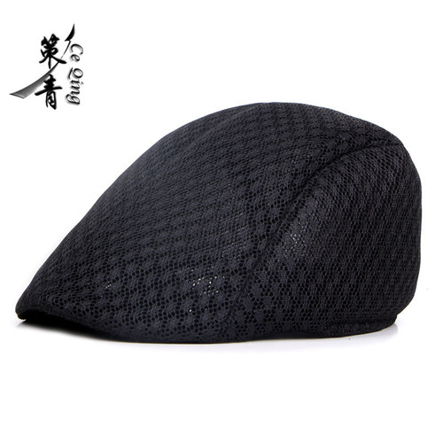 Hat wholesale Korean style men's and women's beret solid color hollow mesh peaked cap forward cap breathable summer sun hat