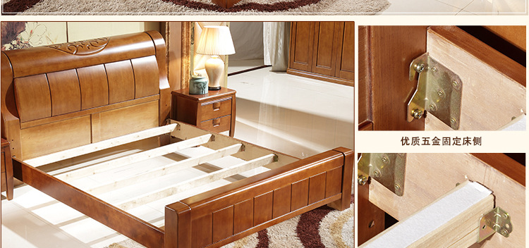 厂家直销1.8米实木床原产地货源南康实木床双人中式橡木床高箱床