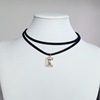 Necklace, choker, double-layer chain for key bag , retro accessory, short velvet, wholesale, Korean style, with gem