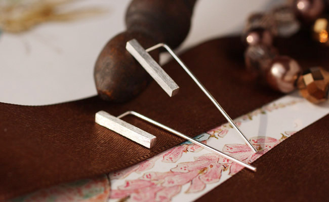 925 pendientes de plata esterlina estilo coreano simple cepillado largo cuadrado pendientes de plata esterlina pendientes gancho de oreja