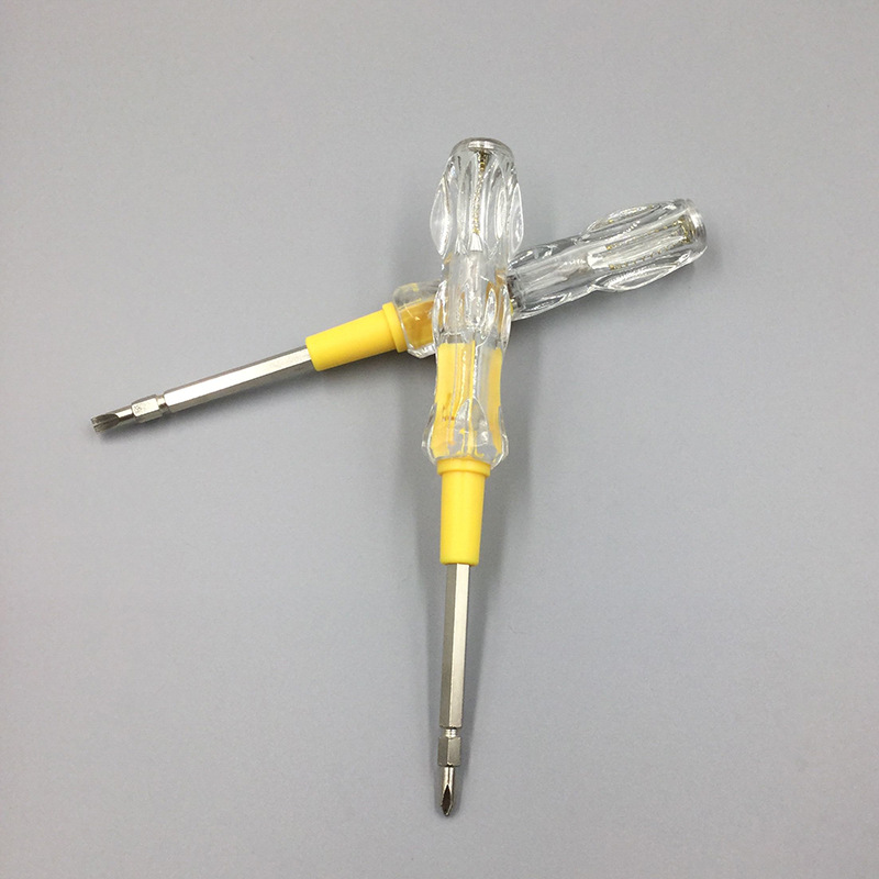 厂家直销 198型号的电笔 十字一字螺丝刀透明式家用测电笔批发