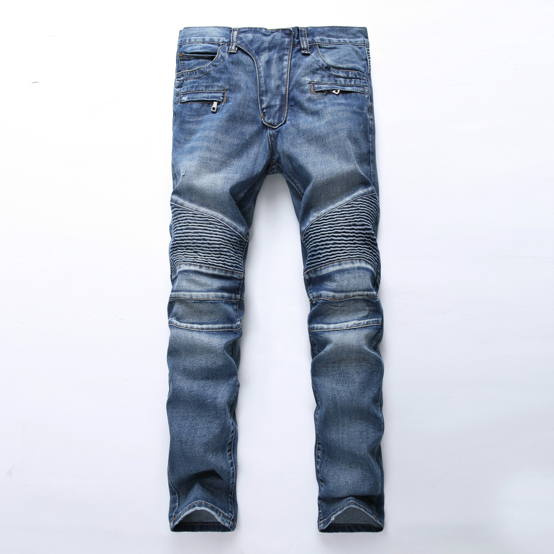 Men's jeans Light blue straight leg denim pants for men_voghion.com