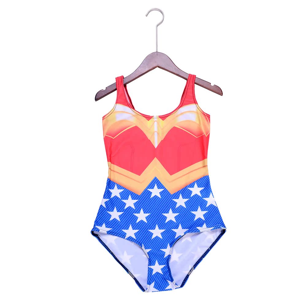 New Summer Swimsuit Wonder Woman printed Plus Size Bikini S4XL