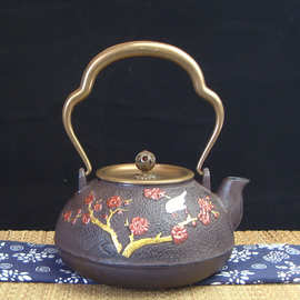 创意砂模铁壶【鹊梅】无涂层泡茶壶仿古日式茶具套装可一件代发