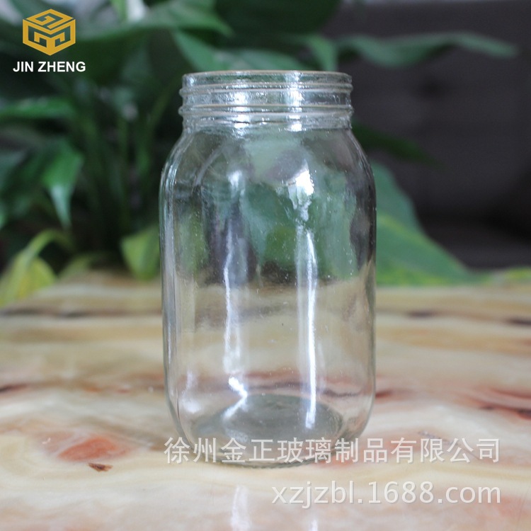 厂家定制可丝印烤花透明玻璃瓶400ml梅森瓶装饰瓶