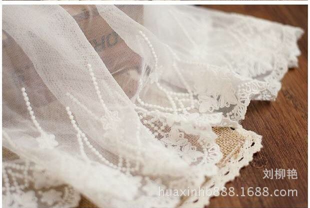 服装辅料蕾丝花边棉线网布刺绣裙摆花边精美刺绣现货宽花边