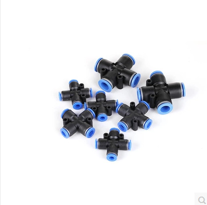 气动配件快速接头PU气管接头十字四通接头PZA4 6 8 10 12 全