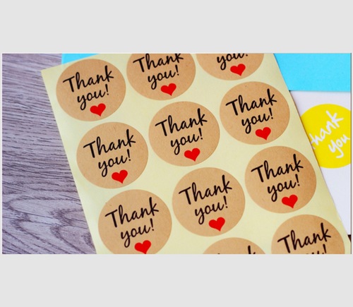 Baked takeout packaging self-adhesive Thank you thank you red love kraft paper label sealing sticker