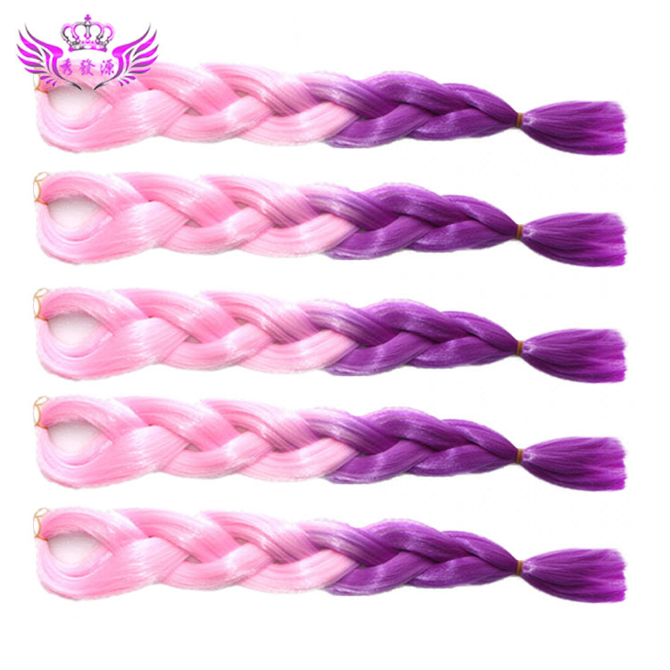 Pick up color big loose braid gradually change color hair black