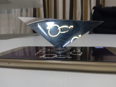 Custom Printed LOGO mobile phone simple and easy Holographic projection 3D Pyramid Magic Projection Holographic projection film